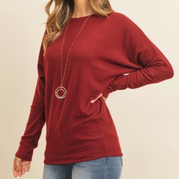 Cranberry Color Long Sleeve Top - Picture 8 of 9
